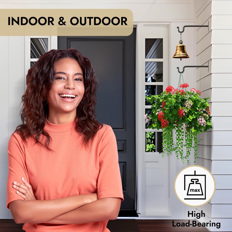 RTZEN Plant Hangers Indoor or Outdoor - Wrought Iron Metal Hanger Indoor Hook - Heavy Duty Wall Bracket Hooks for Hanging Plants Baskets Lanterns Wind Chimes - 2 Pack (Black Shepherds Hooks 7.5") - Image 4